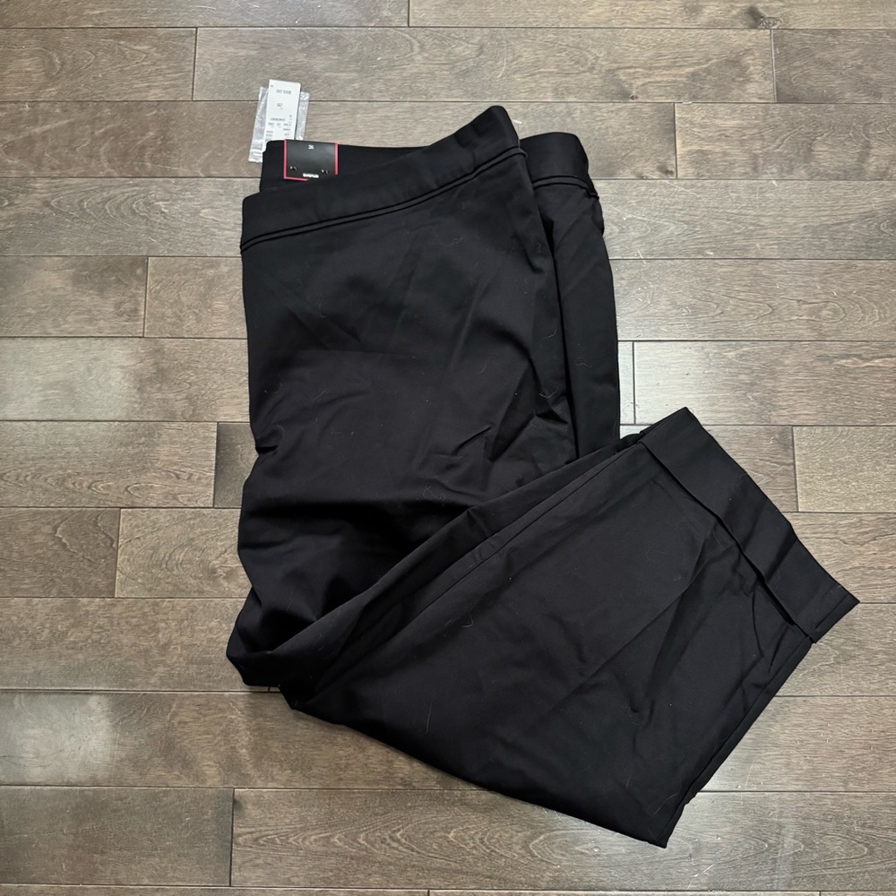 Avenue Size 26 Stretch Sateen Crop Black Dress Pants - NWT
